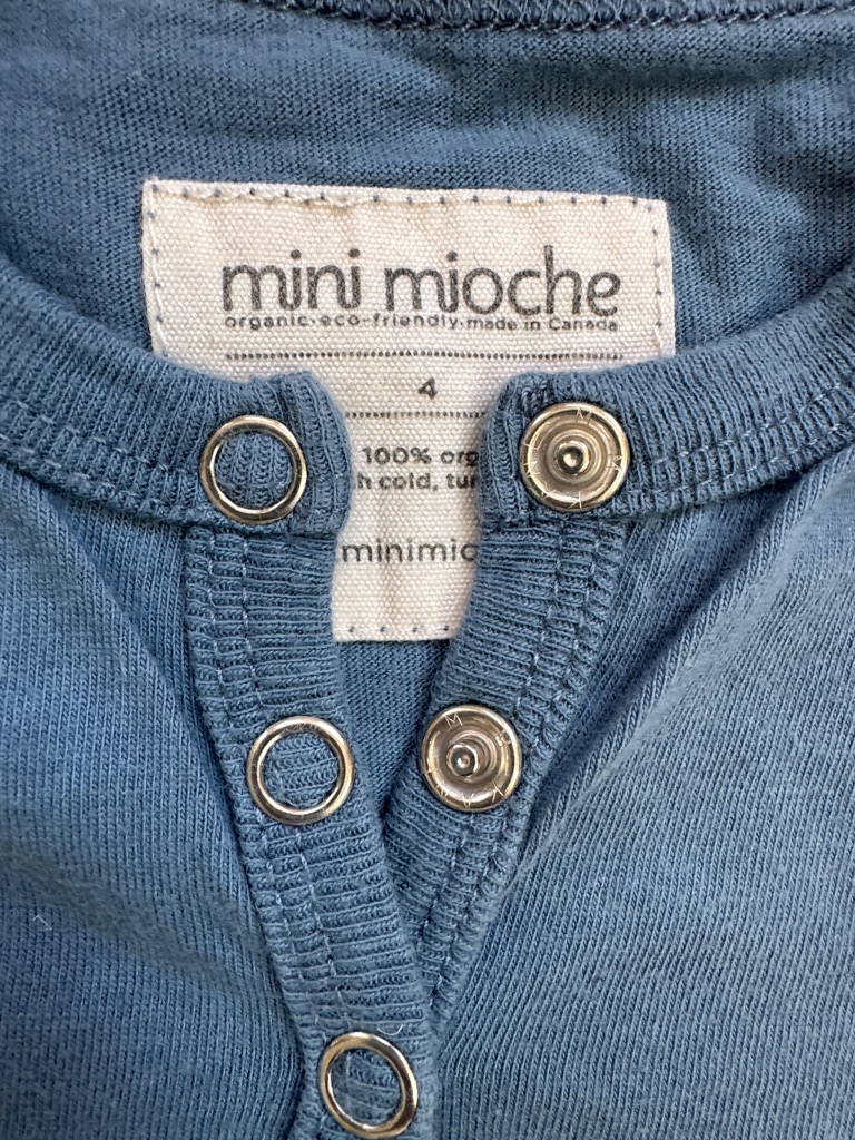 Mini Mioche Blue Short Sleeve Henley Tee For Kids — image 2 of 3